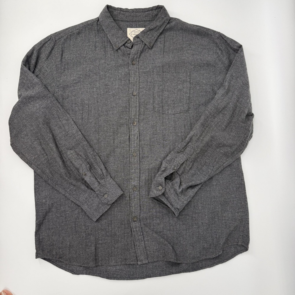 St Johns Bay Mens Long sleeve Gray Button Up Shirt Size XXL Cotton